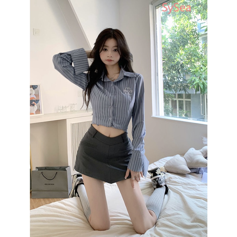 Áo Sơ Mi Tay Dài Kẻ Sọc Thời Trang Quyến Rũ Cho Nữ