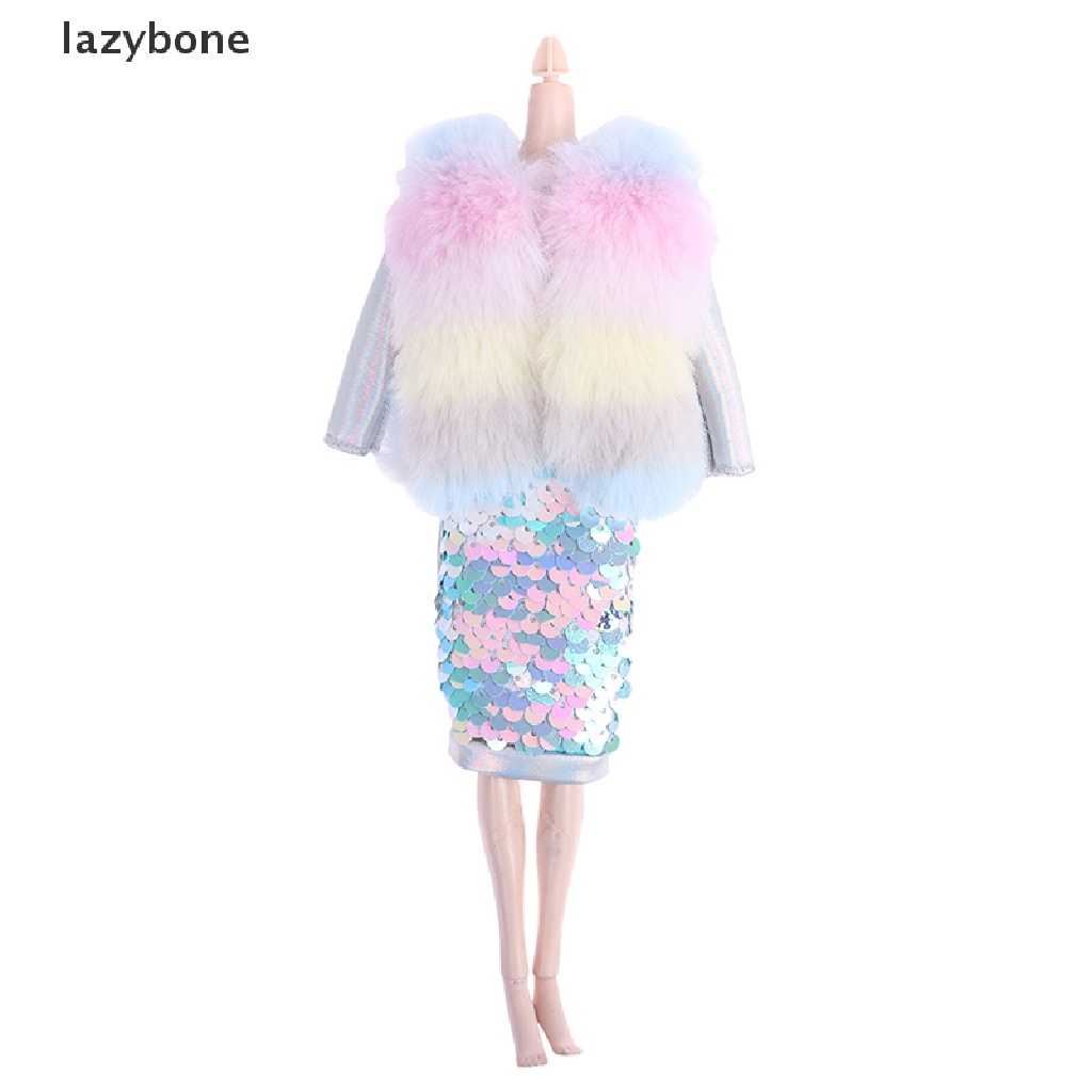 Đầm búp bê tay dài đính kim sa phối áo gradient 30cm