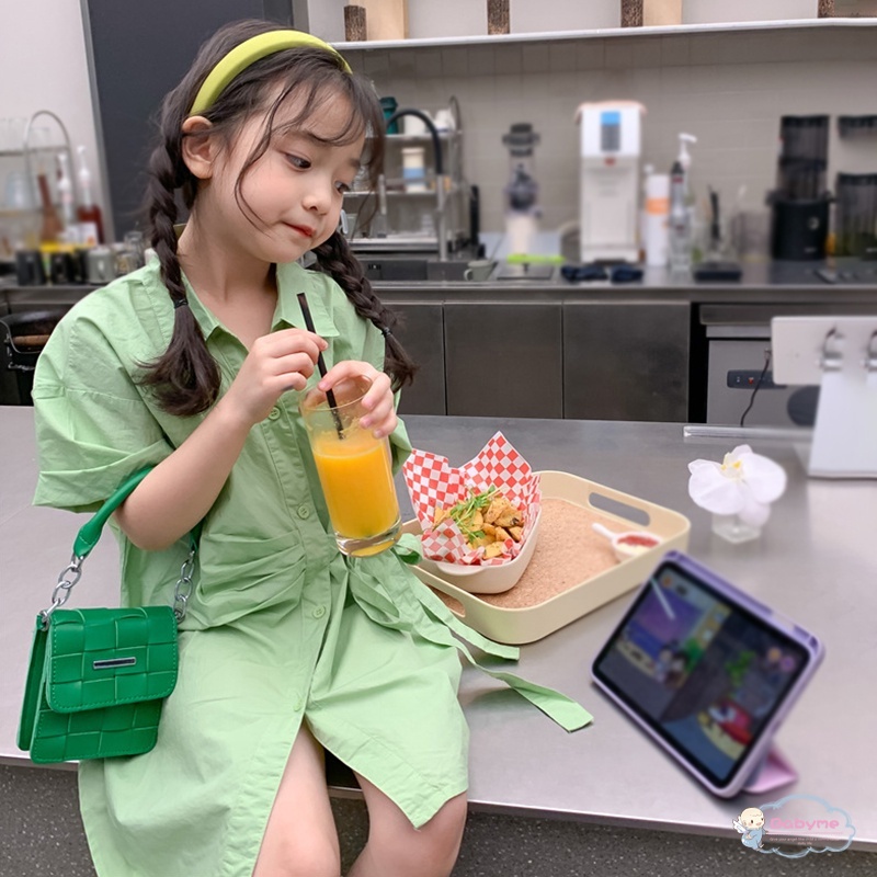 Đầm Công Chúa Chất Liệu Cotton Màu Trơn Thắt Nơ Thời Trang Mùa Hè Cho Bé Gái 3-8 Tuổi