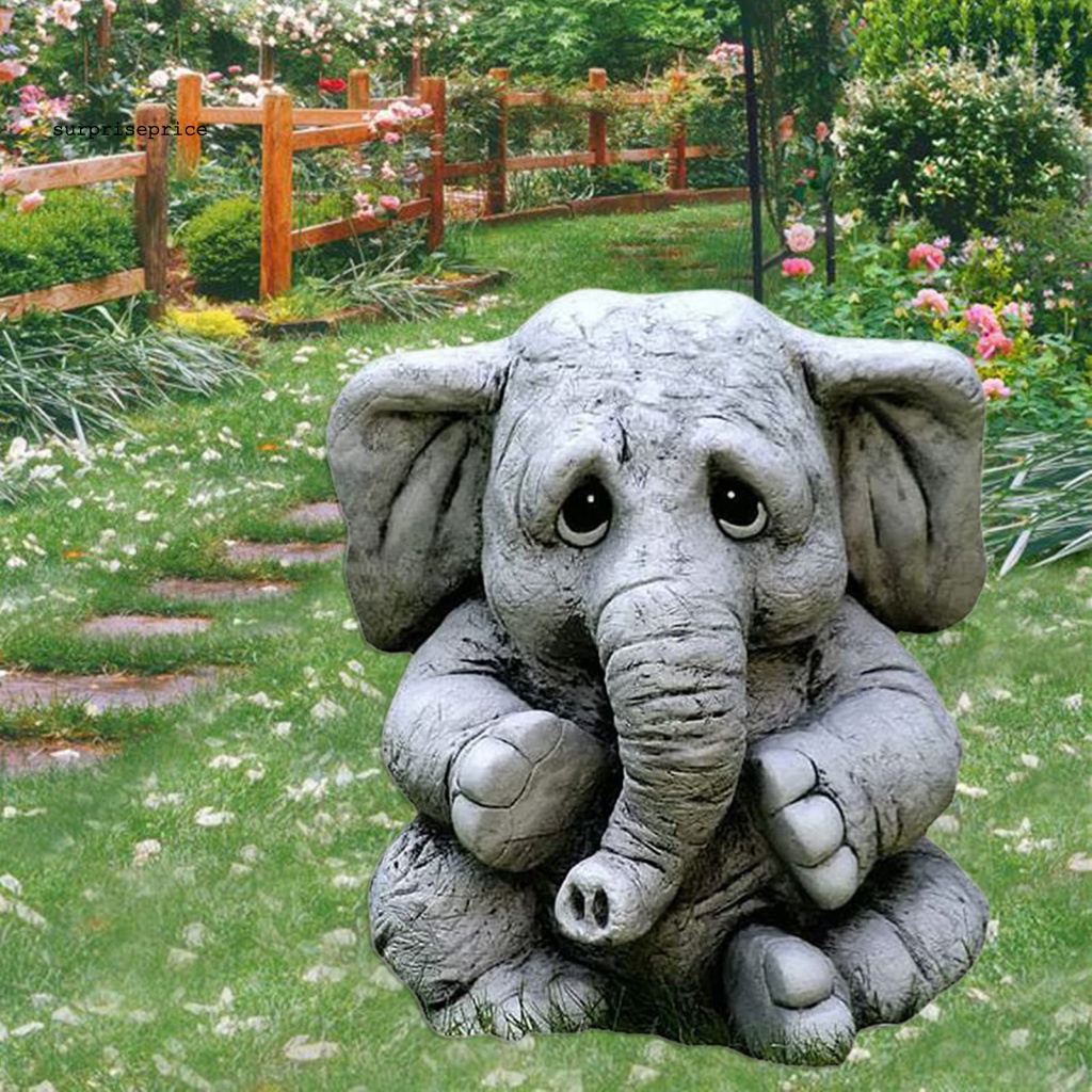 Mô Hình Tượng Voi Bằng Nhựa Resin Nhân Tạo Trang Trí Sân Vườn