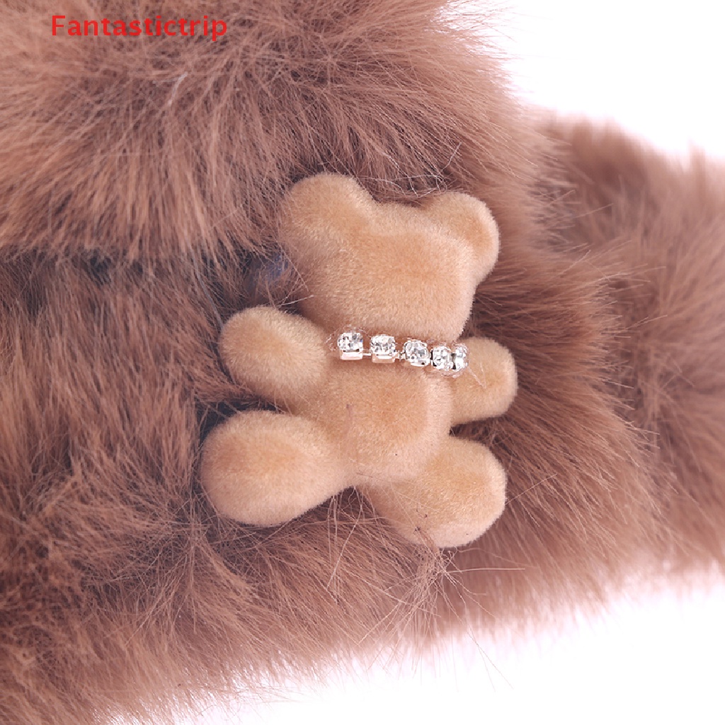 Kẹp Tóc Móng Vuốt Hình Chú Gấu Bằng Acrylic Phối Lông Dễ Thương Thời Trang Mùa Đông Cho Bạn Gái