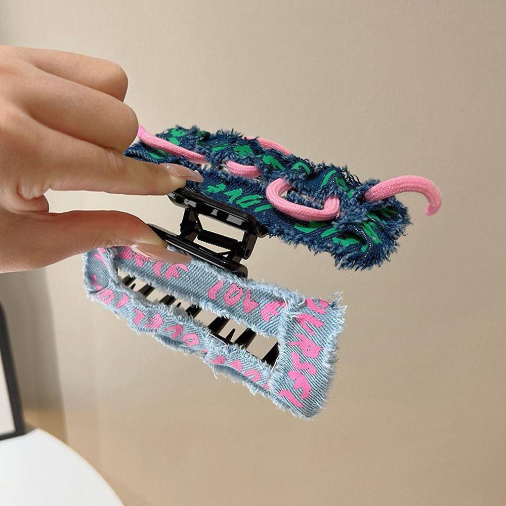 Kẹp Tóc Đuôi Ngựa Cỡ Lớn Bằng Denim Phong Cách Hip Hop Hàn Quốc NEEDWAY Y2k