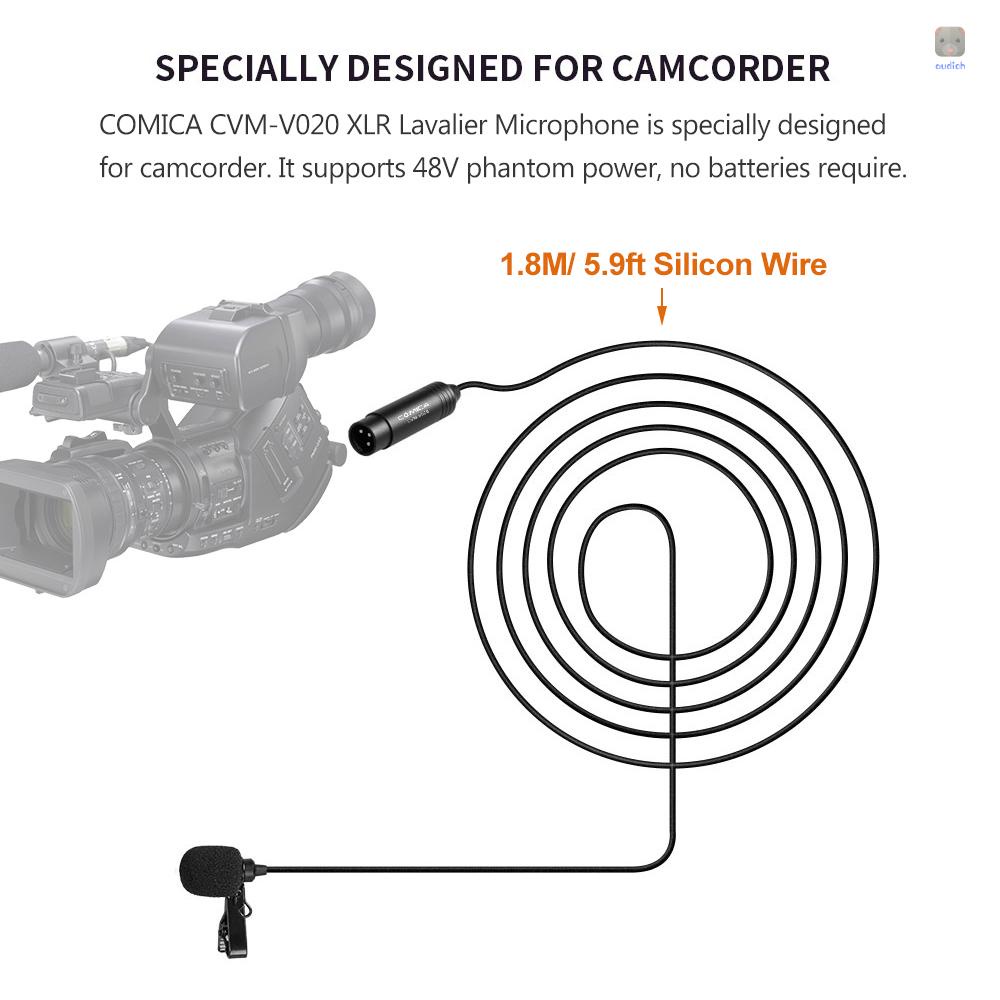 Micro Lavalier CVM-V02O Phích Cắm XLR Hỗ Trợ Nguồn Phantom 48V