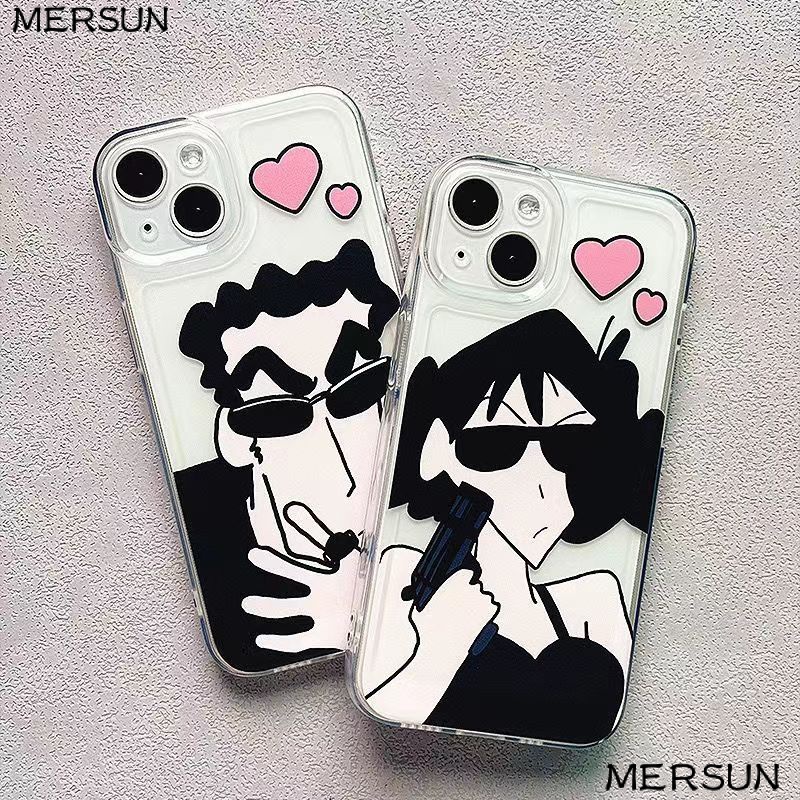 ✅Ốp Điện Thoại Mềm Trong Suốt Hình Cặp Đôi Độc Đáo Cho iPhone14ProMaxx 13