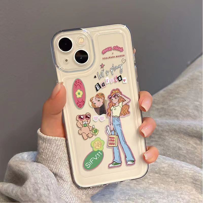 ✅Ốp Điện Thoại Trong Suốt Họa Tiết Cô Gái / Không Gian Độc Đáo Chống Sốc Cho iPhone12 pro 14pro 11 xr T7MZ
