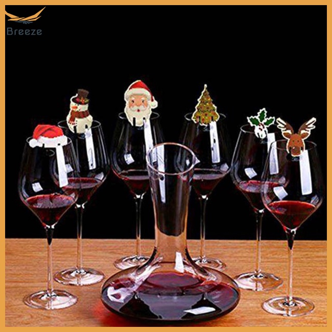 Set 10 Thẻ Trang Trí Ly Rượu Chủ Đề Giáng Sinh