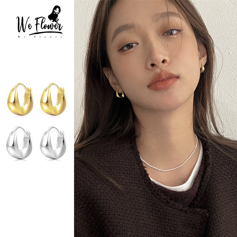 We Flower Bông Tai Mạ Vàng 14K Hình Tròn Phong Cách Vintage Không Gây Dị Ứng Thời Trang Dự Tiệc Cho Nữ