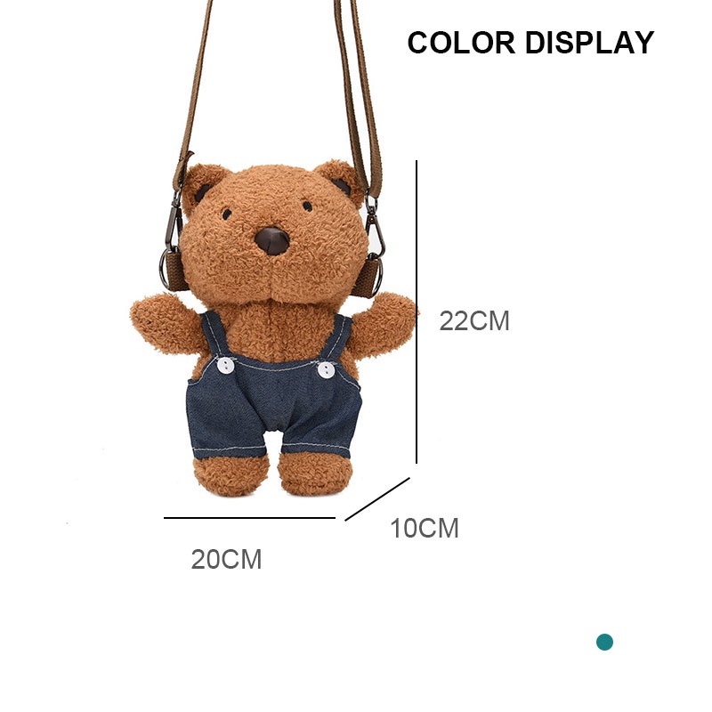 Túi Đeo Chéo Hình Gấu Hoạt Hình Nhồi Bông Phong Cách Hàn Quốc Dễ Thương Cho Nữ