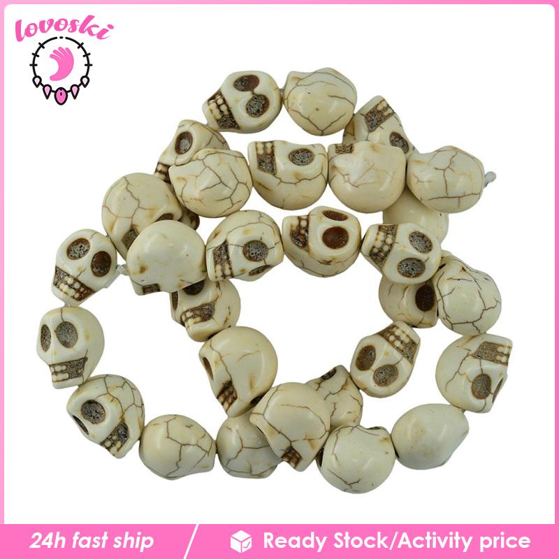 Hạt Đá Ngọc Lam Hình Đầu Lâu 1 Sợi Chạm Khắc Làm Trang Sức Thủ Công DIY