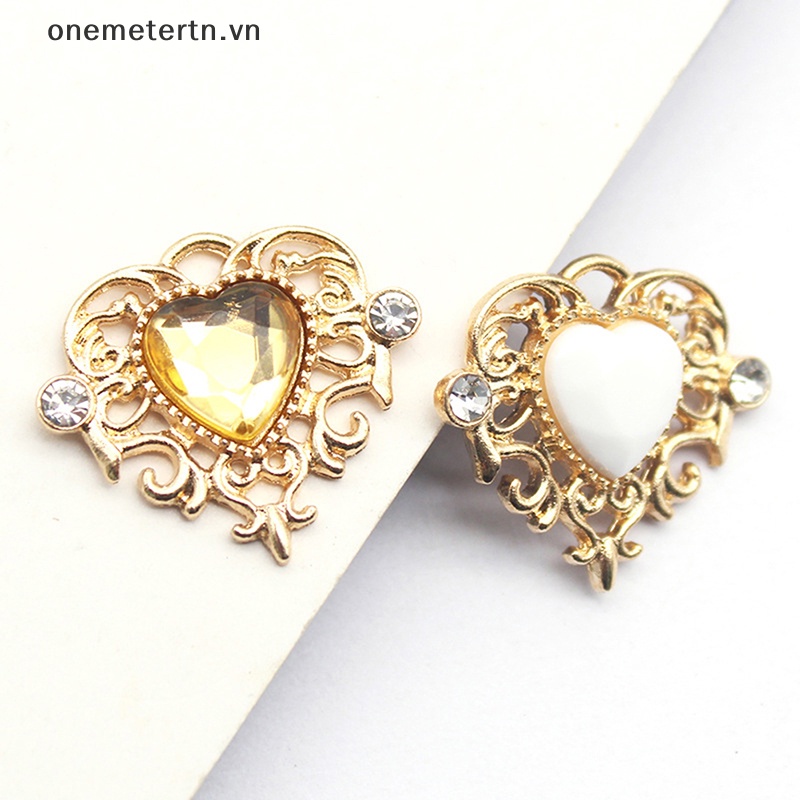 Set 5 Nút Hợp Kim Hình Trái Tim 21 * 25mm Trang Trí Quần Áo Diy