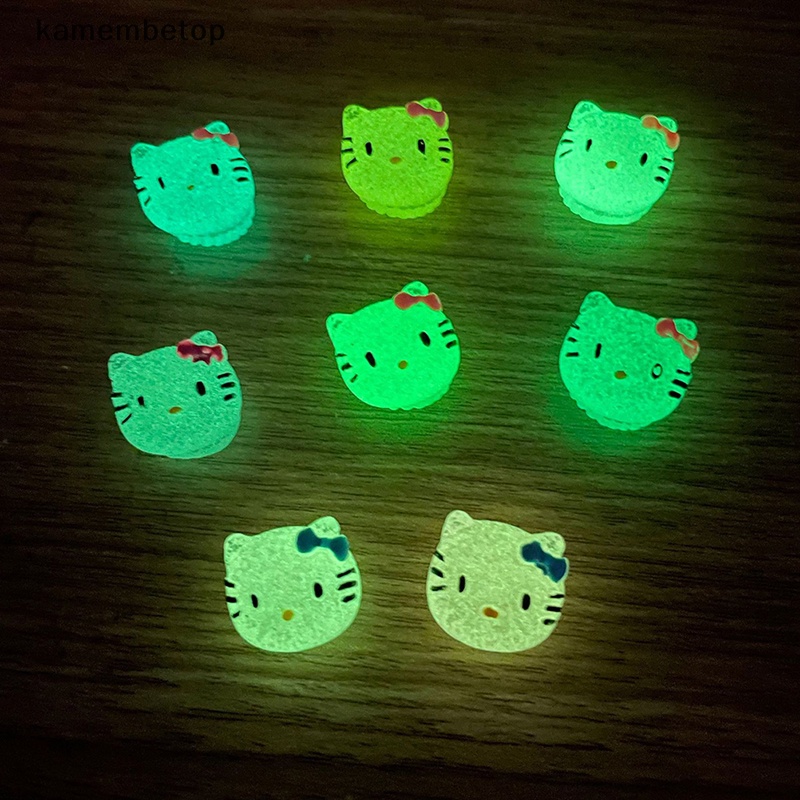 Bộ 2 Mặt Dây Chuyền Hình Mèo Hello Kitty Bằng Resin Phát Sáng Dễ Thương Trang Trí Điện Thoại
