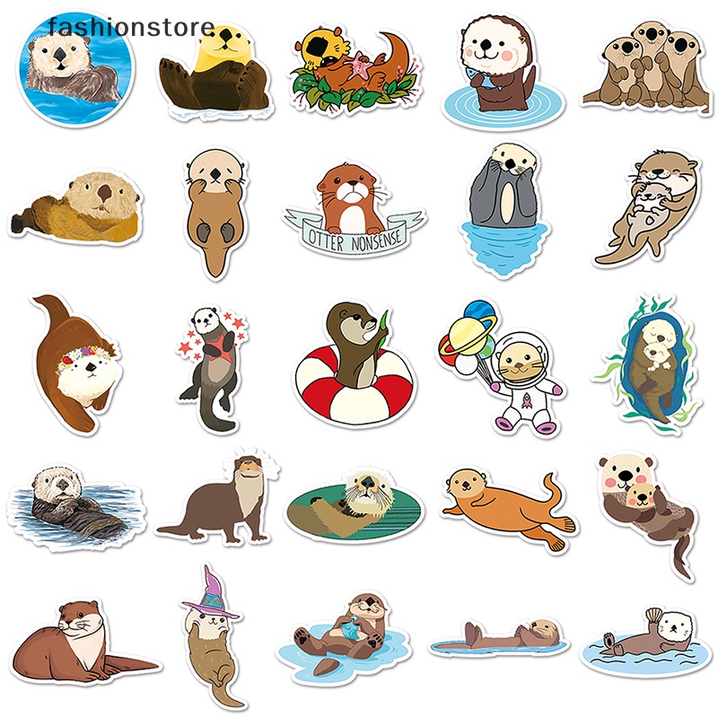 50 Miếng Dán Hoạt Hình Graffiti Otter DIY Dán Tủ Lạnh Laptop Điện Thoại