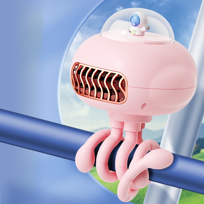 Quạt mini Cầm Tay Không Cánh Đứng Cho Xe Đẩy Em Bé