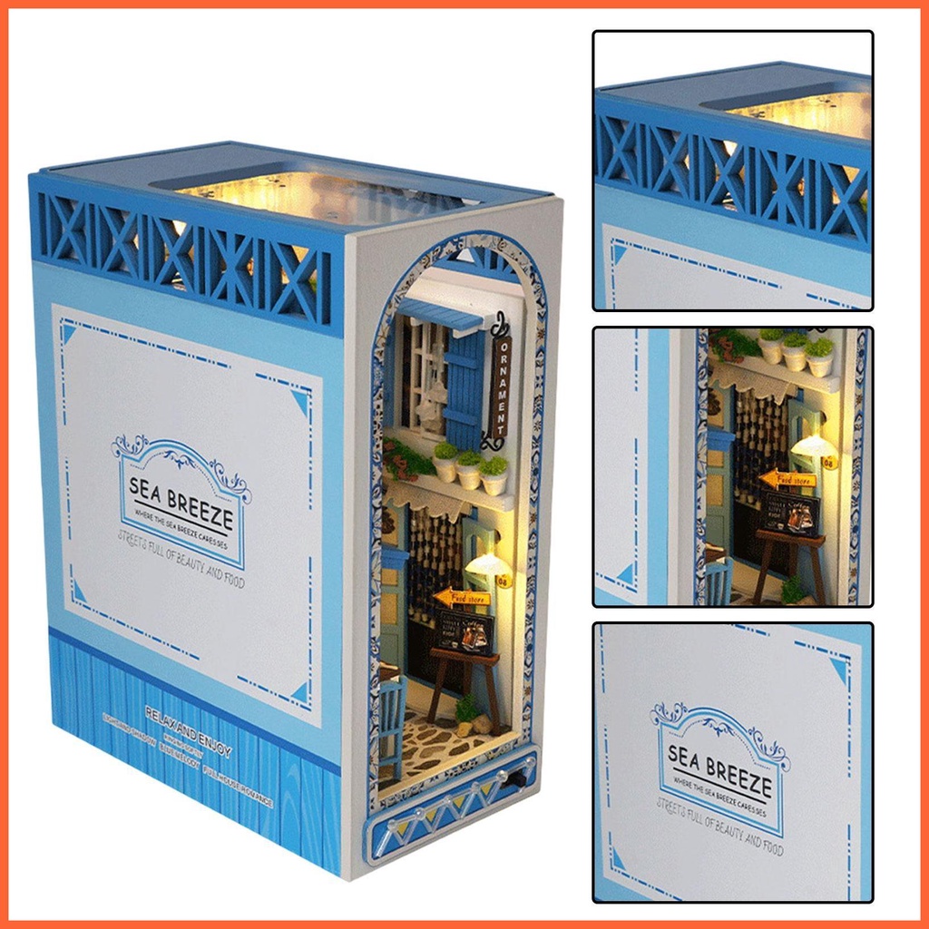 Mô Hình Nhà Búp Bê Mini 3D DIY Có Đèn LED Màu Xanh Dương Dùng Để Trang Trí Nhà Búp Bê