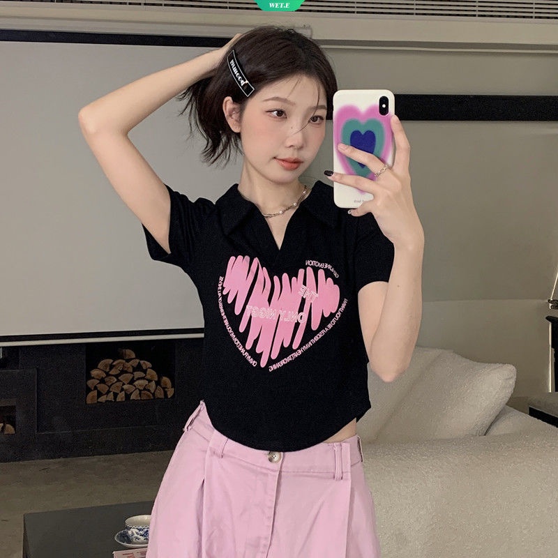 Áo Thun Crop Top Tay Ngắn Lệch Vai Thời Trang Mùa Hè 2023 Y2k Cho Nữ