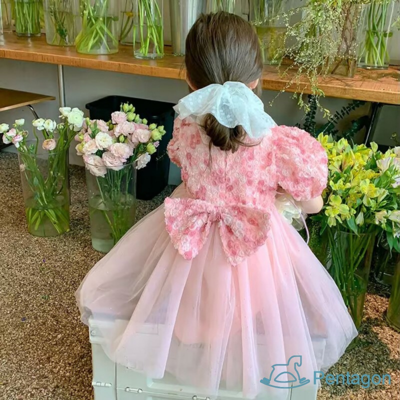 Chân Váy Lưới Thoáng Khí Đính Nơ Dễ Thương Phong Cách Hàn Quốc Cho Bé Gái