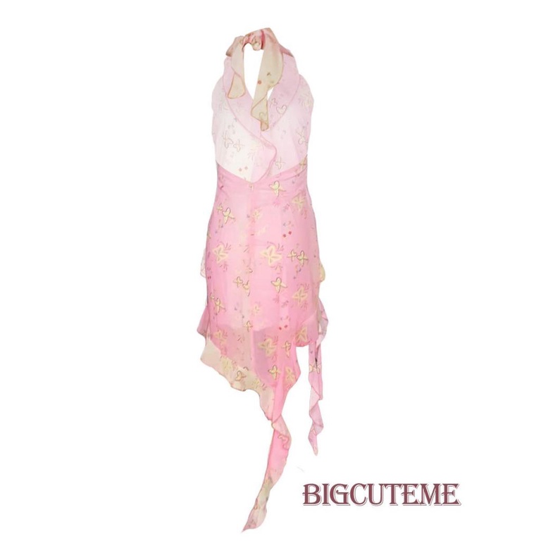 Đầm Sát Nách Cổ Chữ V In Họa Tiết Bướm Màu Sắc Tương Phản Thời Trang Cho Nữ