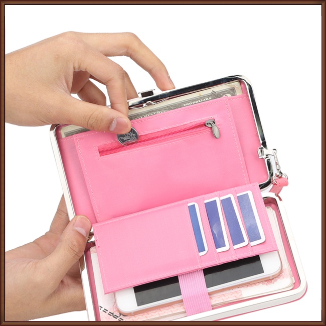 Ví Gập 2 Ngăn Đựng Thẻ Đính Nơ Thời Trang Dành Cho Nữ