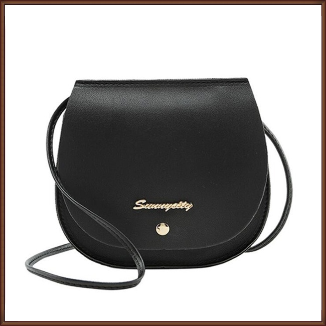 Túi Da PU Tròn Đeo Chéo Mini Màu Trơn Đơn Giản Cho Nữ