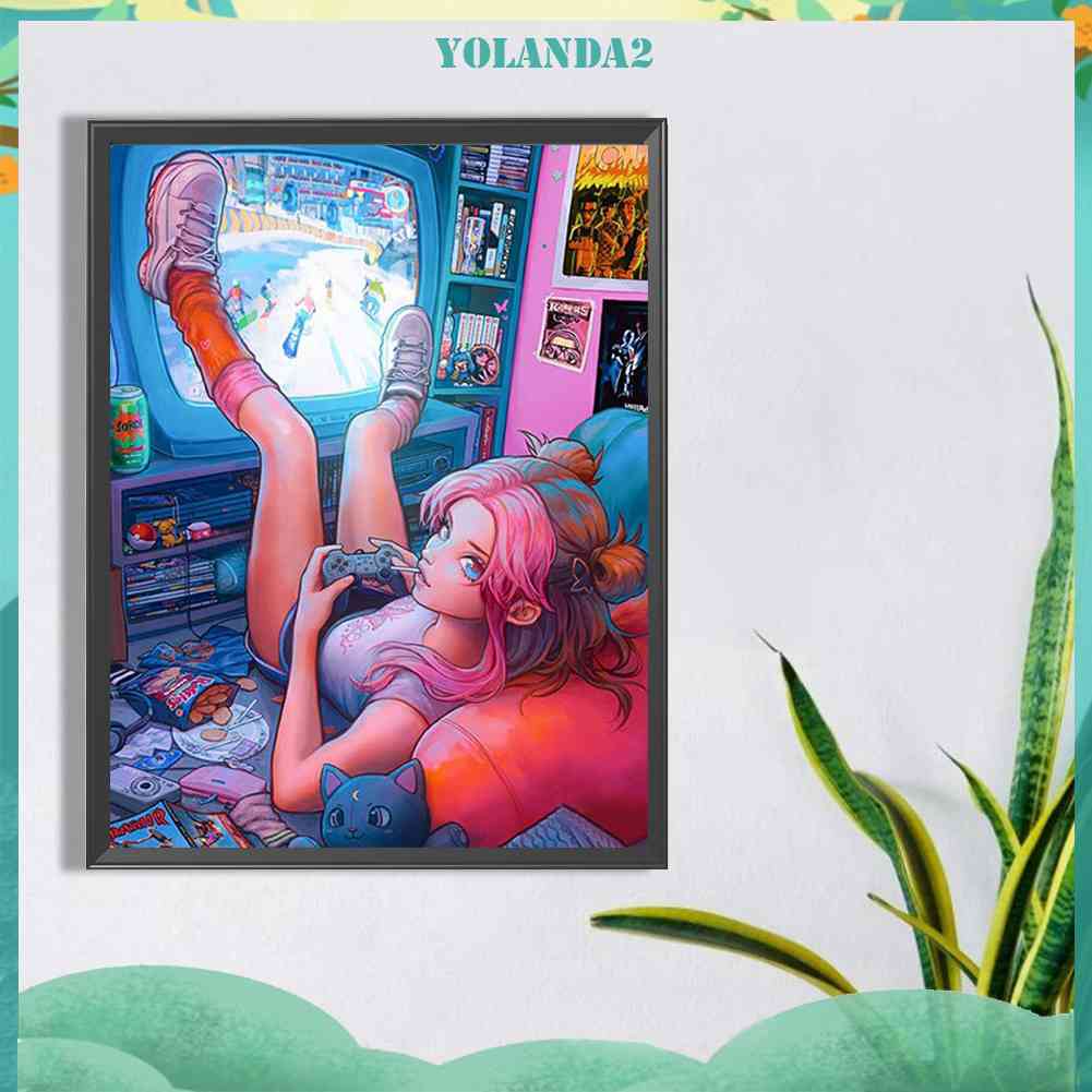 Tranh Đính Đá Kim Cương Toàn Bộ 5D DIY Hình Vẽ Cô Gái Trang Trí Nhà Cửa