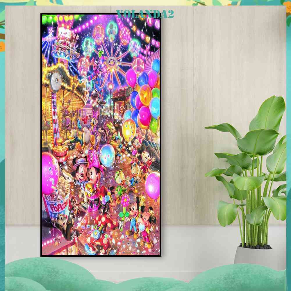 Bộ Tranh Đính Đá 5D Họa Tiết Hoạt Hình Mickey Minnie Độc Đáo DIY Dùng Trang Trí Nhà Cửa