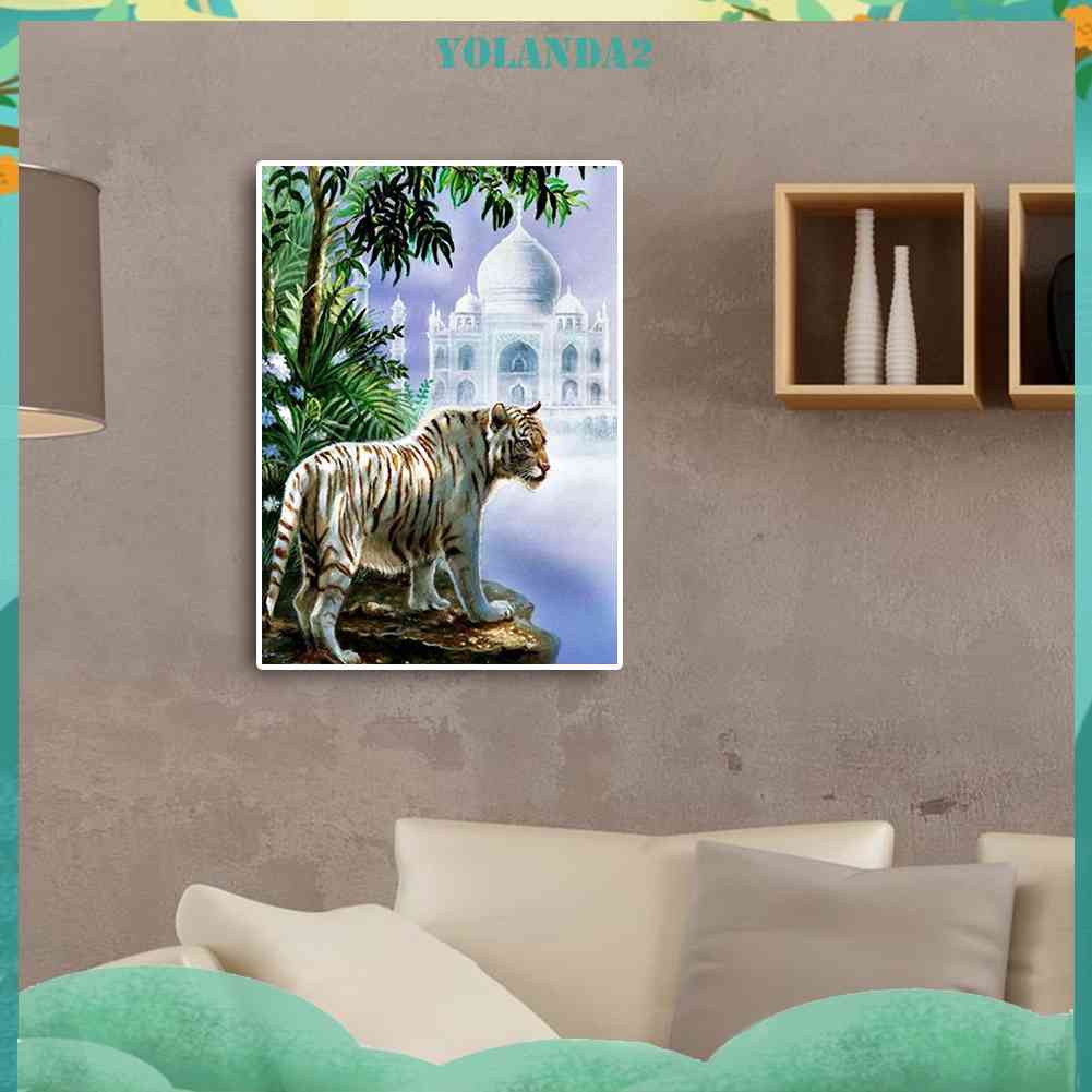 Bộ Tranh Đính Đá 5D DIY Hình Chú Hổ Trắng Độc Đáo Trang Trí Nhà Cửa
