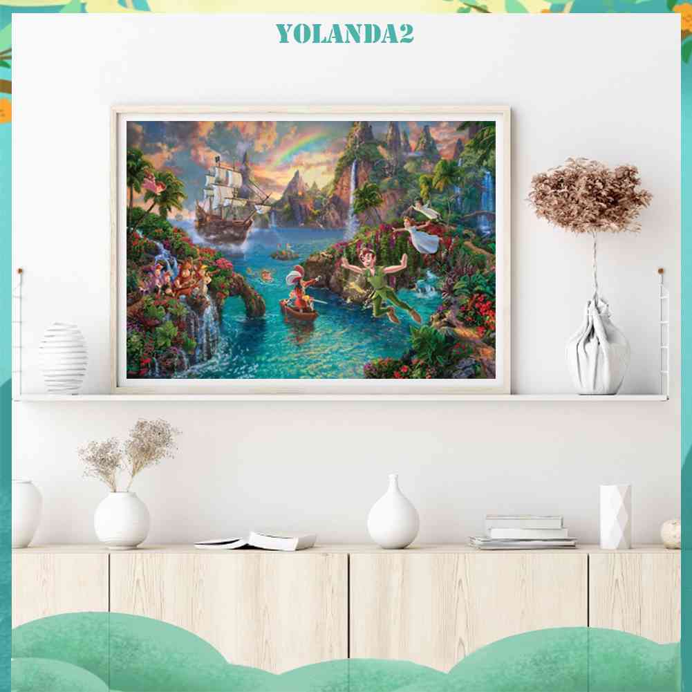 Bộ Tranh Đính Đá Họa Tiết Hòn Đảo Hoạt Hình Độc Đáo Trang Trí Nhà Cửa
