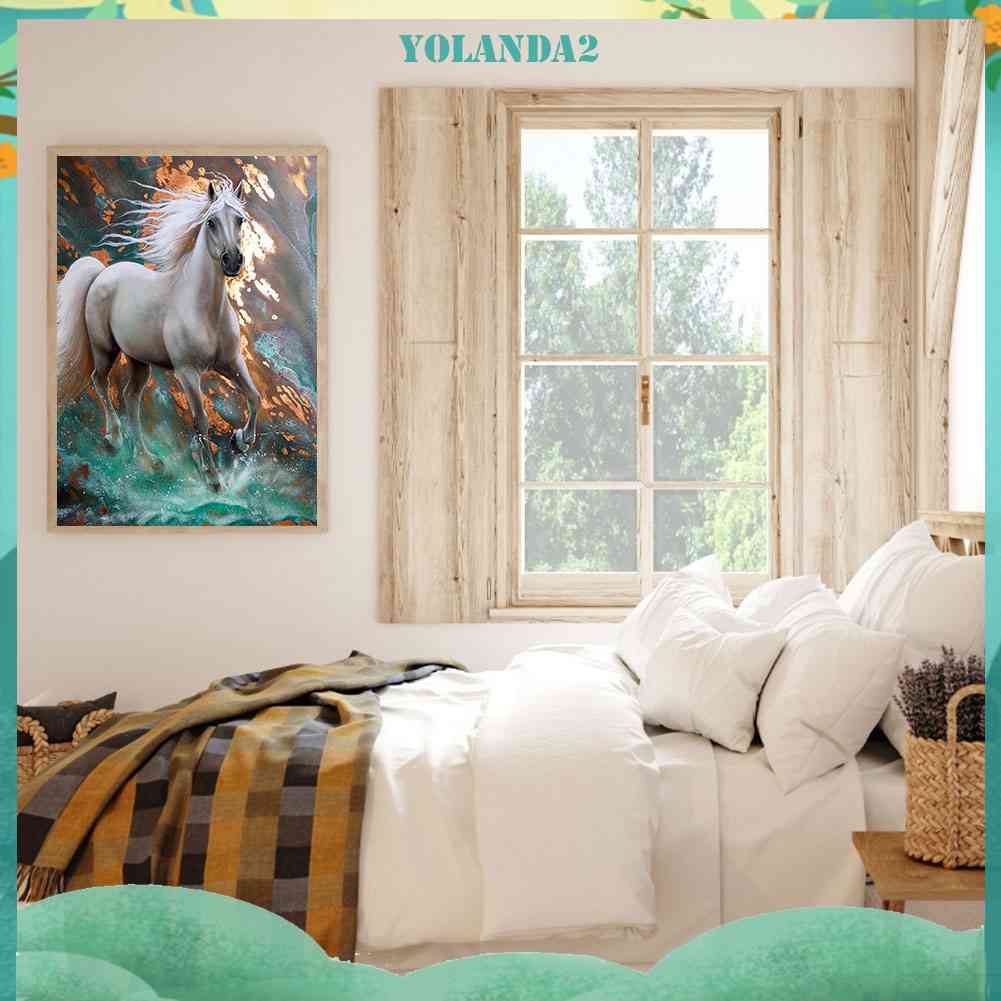 Bộ Tranh Đính Đá 5D Toàn Diện Họa Tiết Ngựa Trắng Độc Đáo DIY Dùng Trang Trí Nhà Cửa