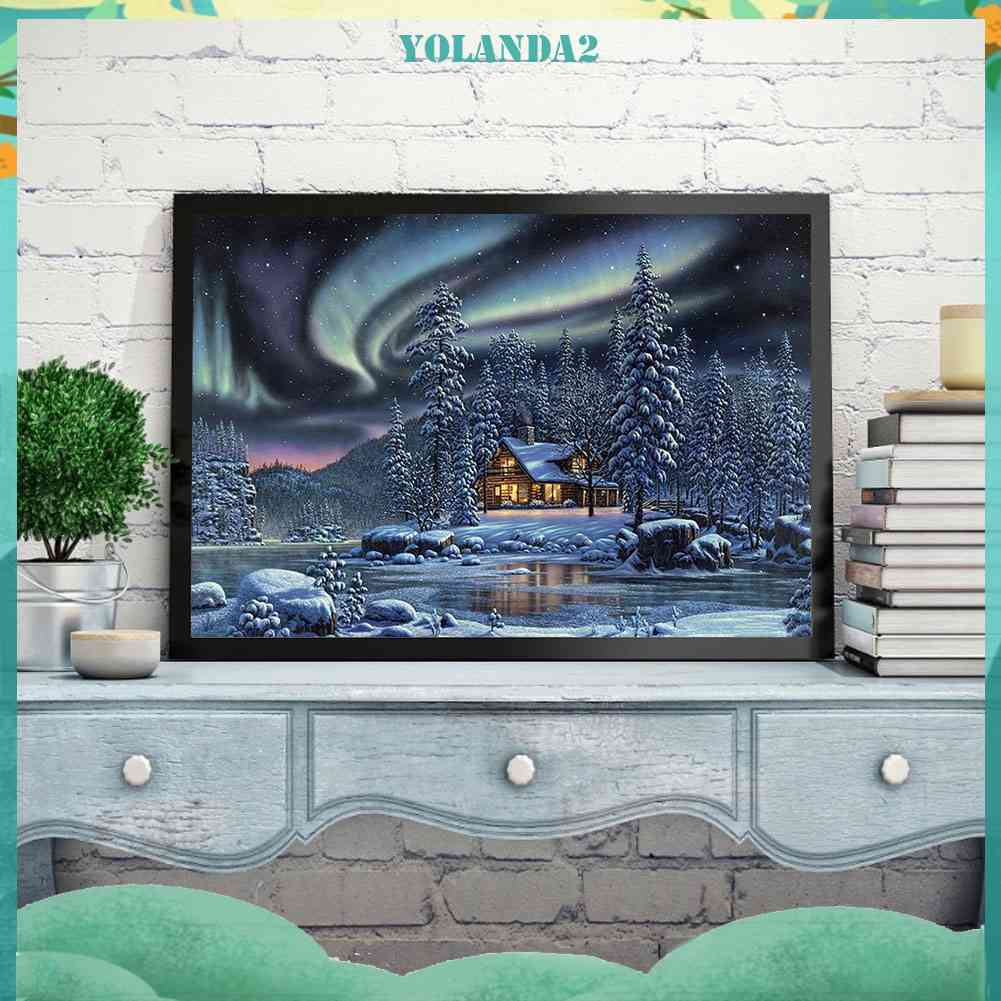 Tranh Đính Đá Kim Cương Toàn Bộ 5D DIY Hình Vẽ Làng Quê Aurora