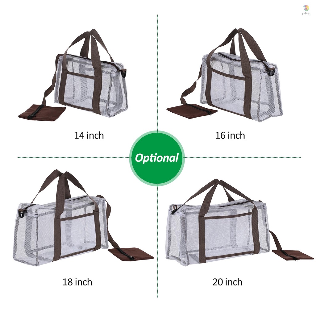 Túi Lưới Đựng Đồ Chơi Đi Biển / Dã Ngoại / 1 Bên Trong Bằng Vải Chống Thấm Nước Gọn Nhẹ Có Khóa Kéo Tiện Dụng