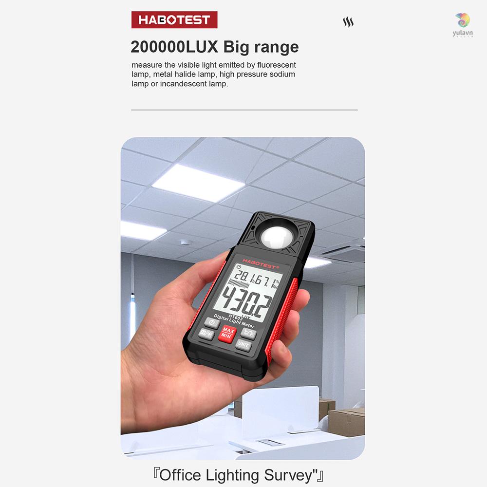 Máy Đo Độ Ẩm Kỹ Thuật Số HABOTEST HT603 200,000 Lux Có Màn Hình Hiển Thị LCD