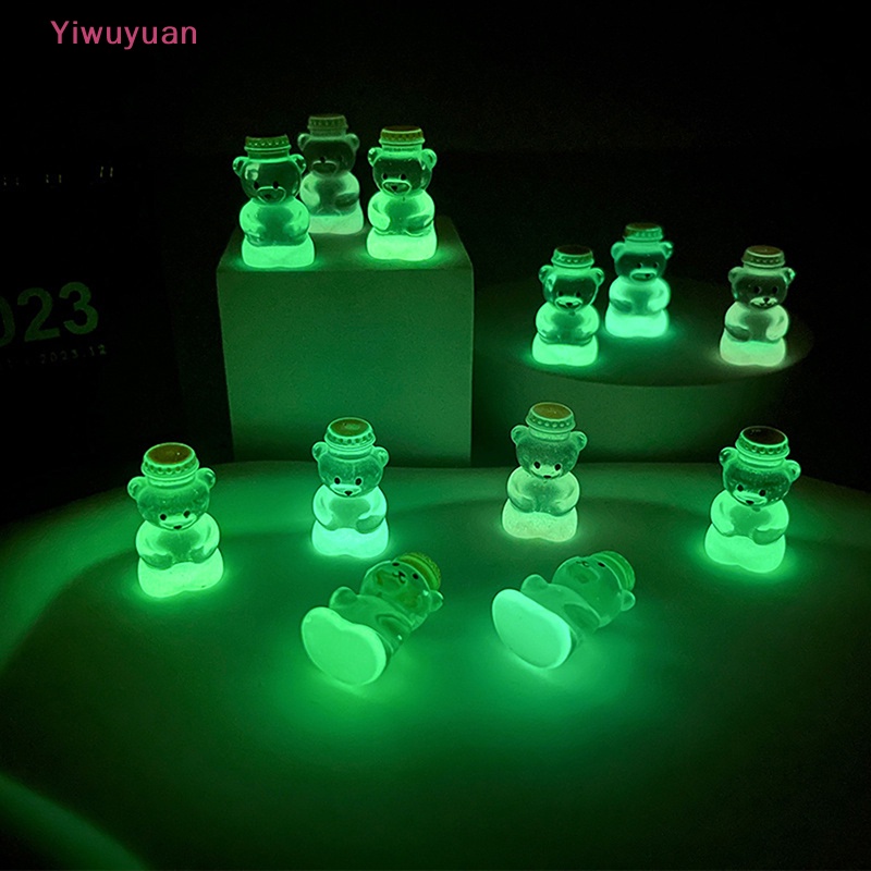 Bộ 5 Gấu Nhựa Phát Quang Trong Suốt Trang Trí Xe Hơi Mới