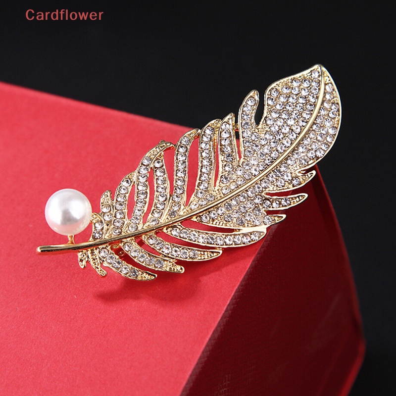 Ghim Cài Áo Hình Lông Vũ Đính Ngọc Trai Nhân Tạo Thời Trang Mới