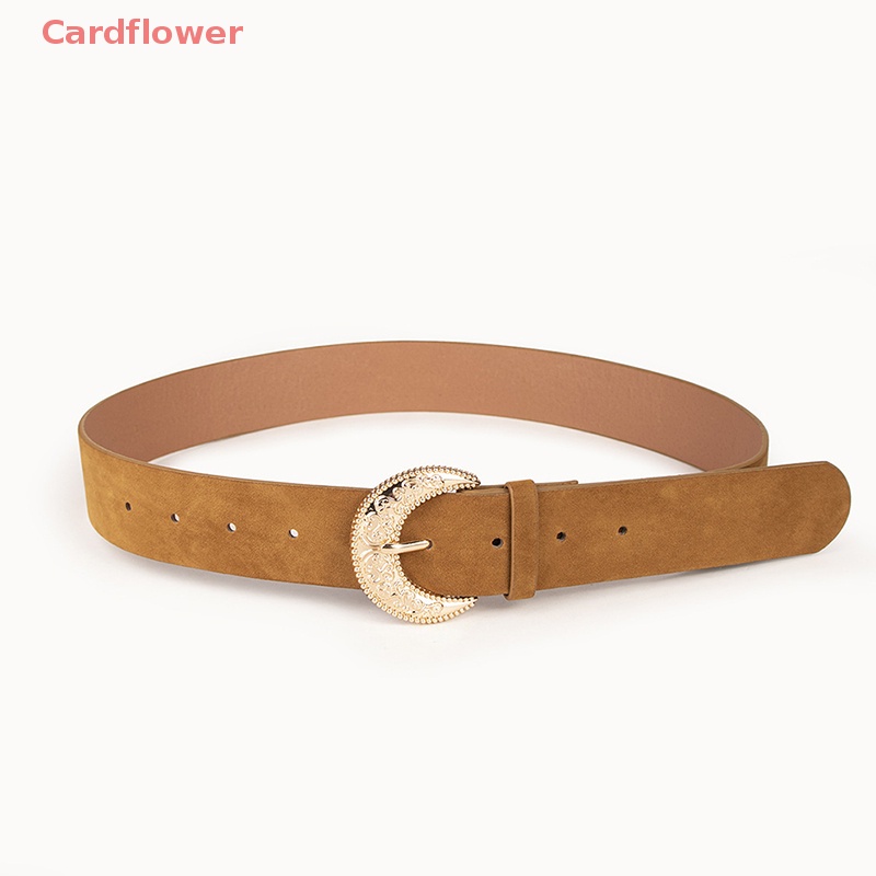 < Cardflower > Thắt Lưng Vải Nhung Da Bò Chạm Khắc Hoa Văn Kiểu Pháp Cổ Điển Thời Trang Thu Đông Cho Nữ