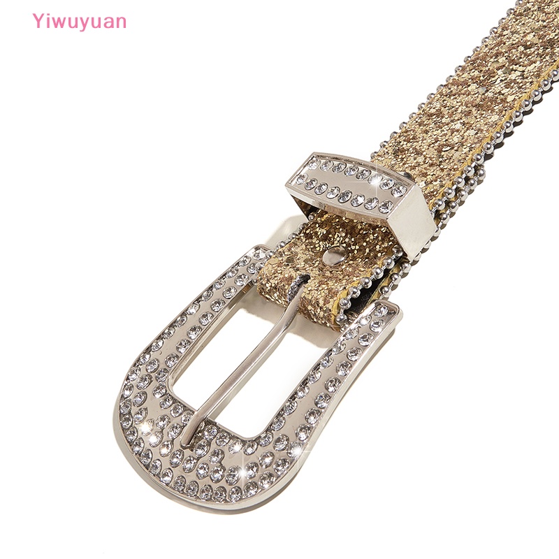 Thắt Lưng Da PU Đính Đá Lấp Lánh Phong Cách Cao Bồi Phương Tây Y2K Mới