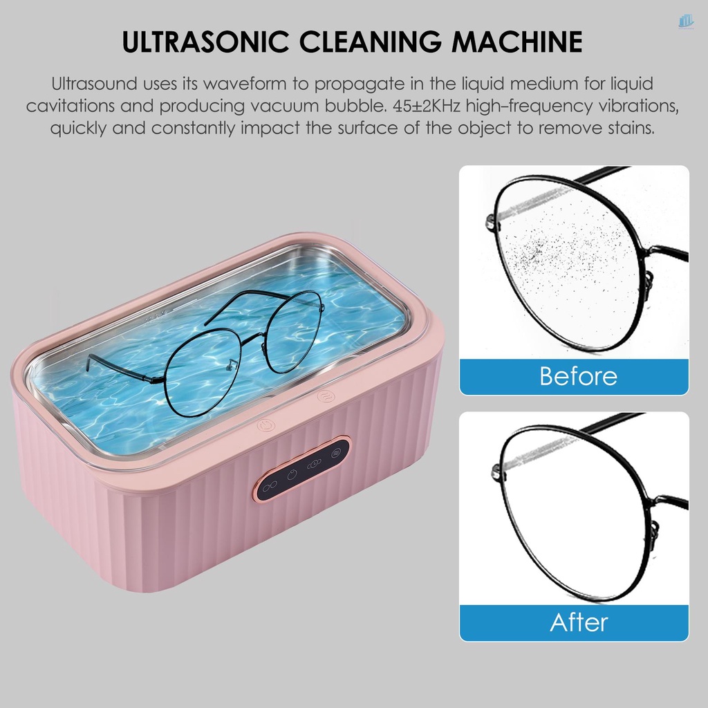 Máy Làm Sạch Trang Sức Siêu Âm Mini 400ml 45KHz 4 Chế Độ Hẹn Giờ