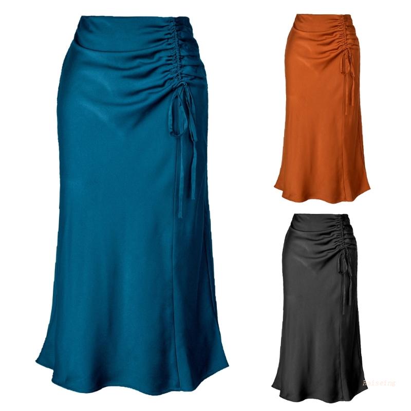 Đầm Midi Dài Ôm Dáng Màu Sắc Trơn Chất Liệu Satin Co Giãn Thời Trang Cho Nữ