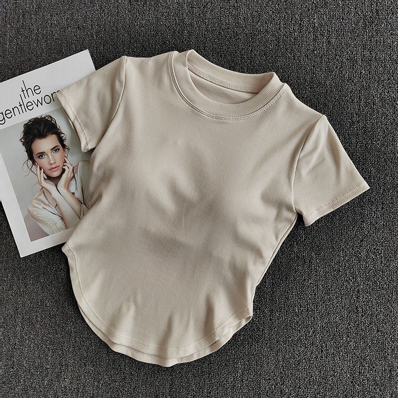 Áo Thun Thể Thao Tay Ngắn Có Mút Đệm Ngực Thời Trang Quyến Rũ Cho Nữ