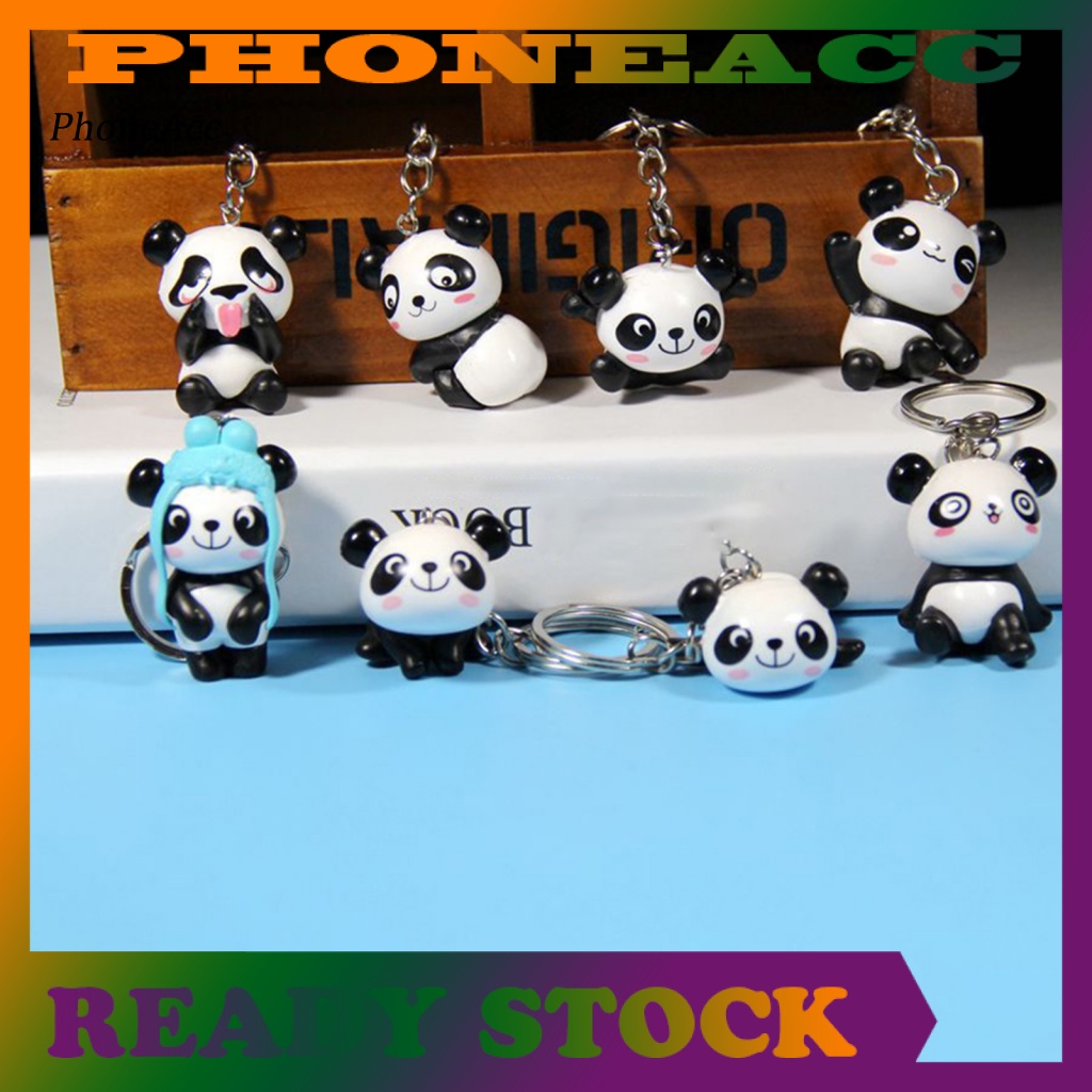 Set 8 Móc Khóa Gấu Trúc Màu Sắc Tươi Sáng Trang Trí