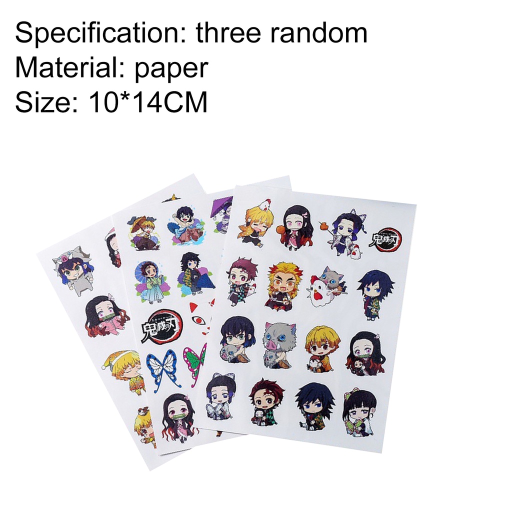 Bộ 3 Hình Xăm Dán Thiết Kế Demon Slayer Chống Nước Cho Trẻ Em