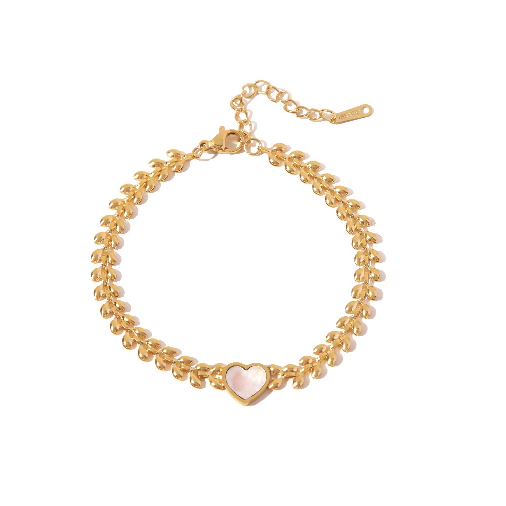 Vòng Tay Vỏ Sò Trắng 18K Bằng Thép Không Gỉ S061 Phong Cách Vintage