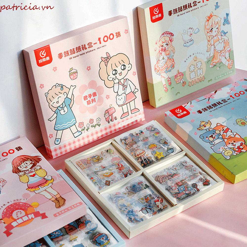 Bộ Sticker PET Dễ Thương Dùng Trang Trí Sổ Tay DIY