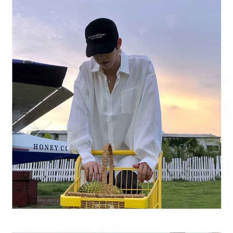 Áo Sơ Mi Cổ Tròn Phong Cách Harajuku Đơn Giản Hợp Thời Trang Mùa Thu Mới Cho Nam