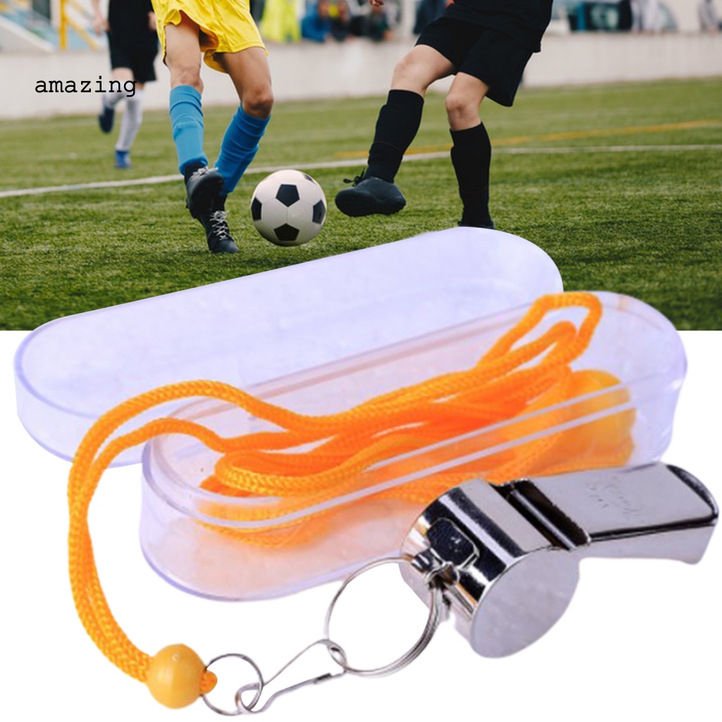 Còi Thổi Trọng Tài Bóng Đá Bằng Inox Kèm Dây Đeo Tiện Dụng