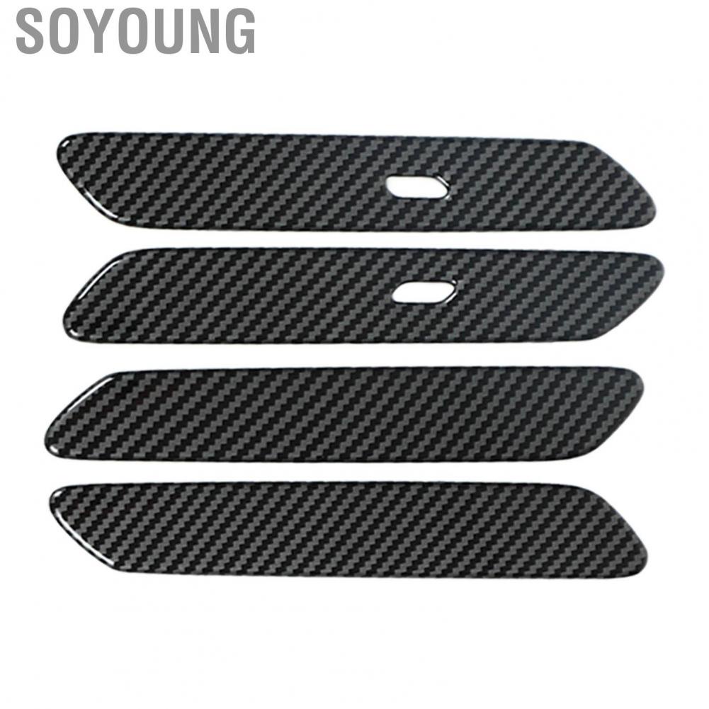 Soyoung Car Door Handle  Lightweight ABS Plastic Side Door Handle Cover Trim Carbon Fiber Style for Automotive