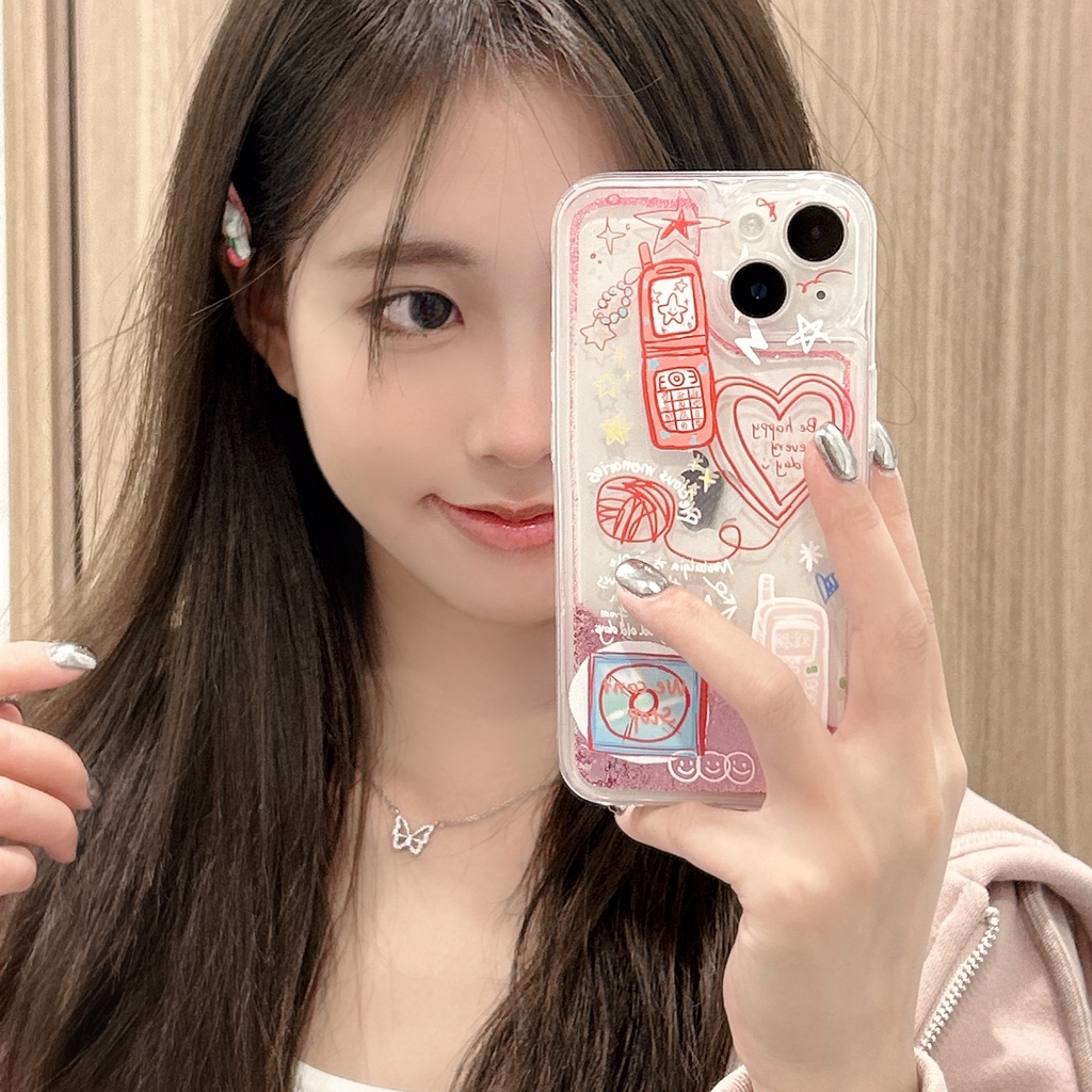 Ốp Điện Thoại TPU Dẻo Họa Tiết Hoạt Hình Có Nước Kim Tuyến Lấp Lánh Cho iPhone11 12 13 14 Pro Max