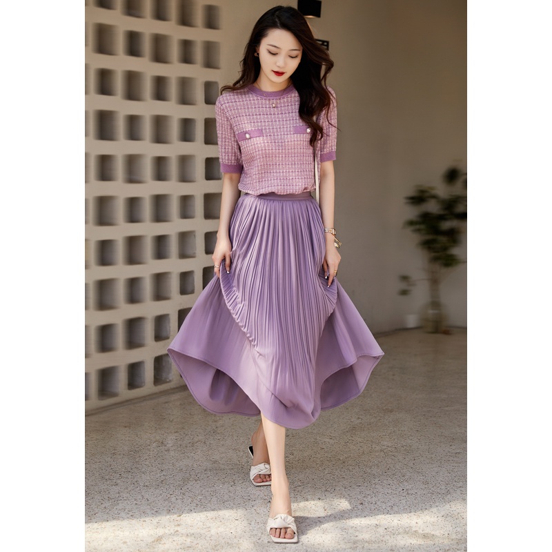 Chân Váy Chữ A Xếp Ly Lưng Cao Co Giãn Bốn Màu Tùy Chọn Thời Trang Mùa Xuân Cho Nữ