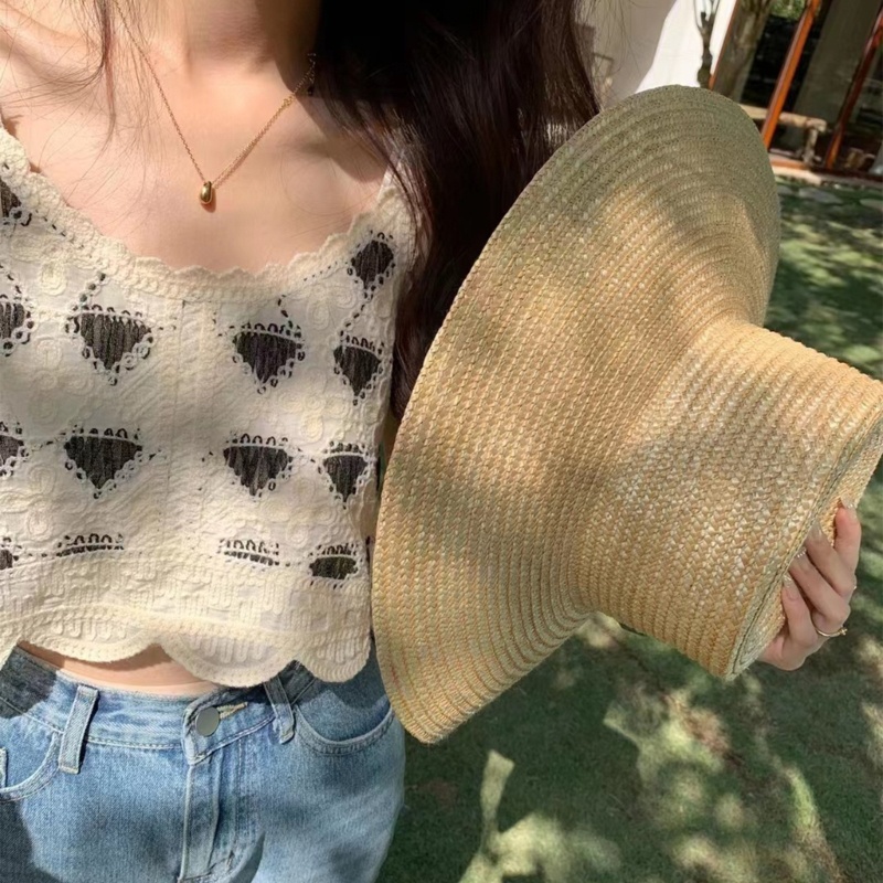 Xiangbao Áo Dệt Kim Không Tay Dáng Rộng Ghép Nối Viền Rỗng Họa Tiết Hoa Đáng Yêu Phù Hợp Cho Trường Học Hàng