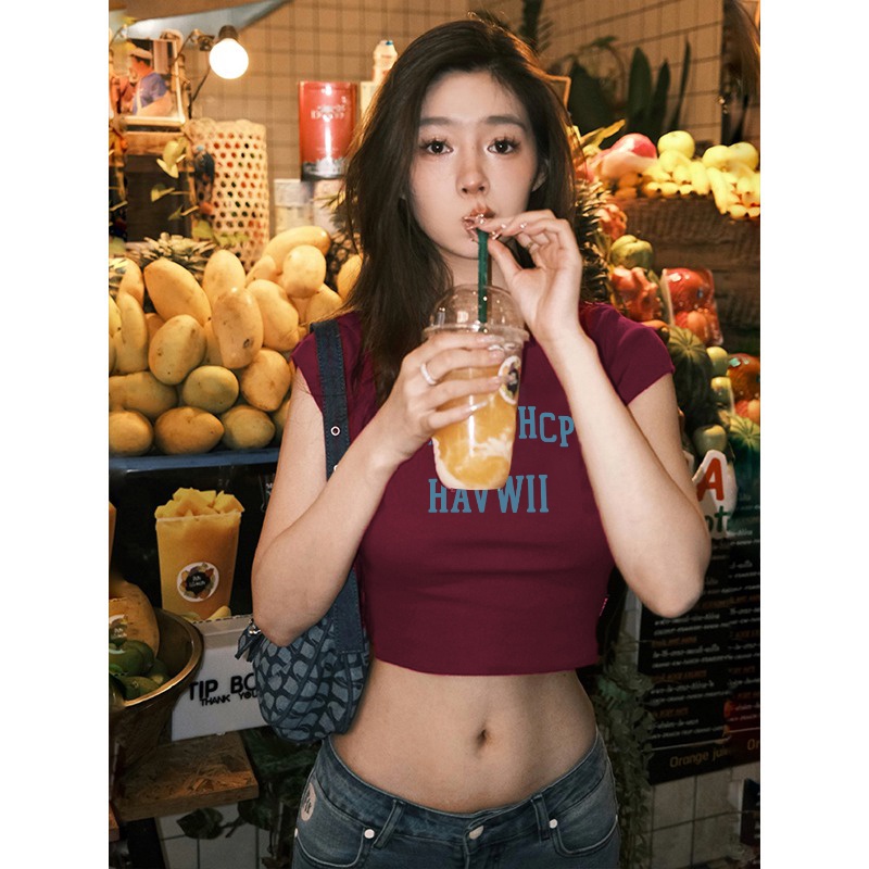 NRVP Áo Thun 100% Cotton Tay Ngắn Cổ Tròn In Họa Tiết Phong Cách Hàn Quốc Mới Cho Nữ