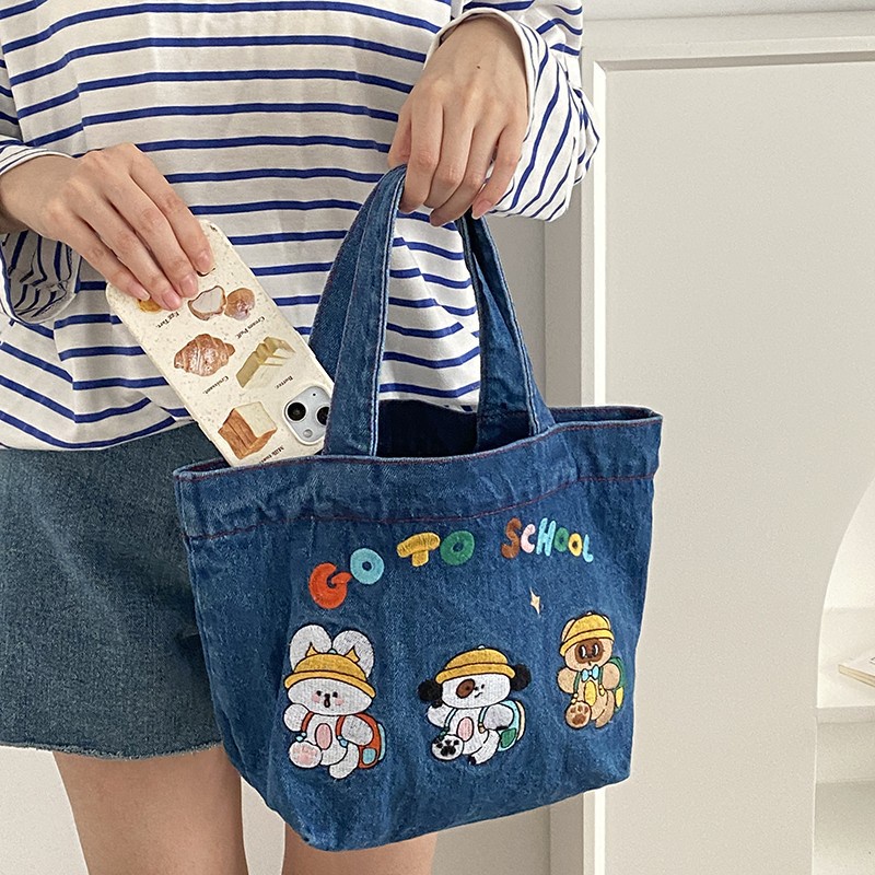 Túi Đựng Hộp Cơm Trưa Xách Tay Thiết Kế Cỡ Lớn Thời Trang Xinh Xắn Cho Nữ